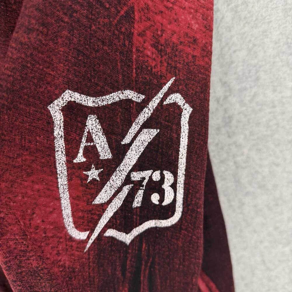 Affliction American Customs Henley Hoodie 2X Red Distressed Y2K - Picture 14 of 15